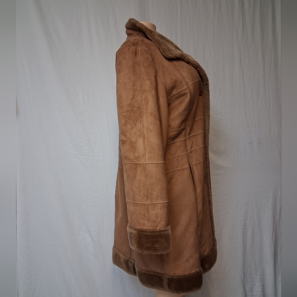 Alfani Outerwear Women Size L Tan Teddy Jacket with Faux Fur Accents - Picture 10 of 16